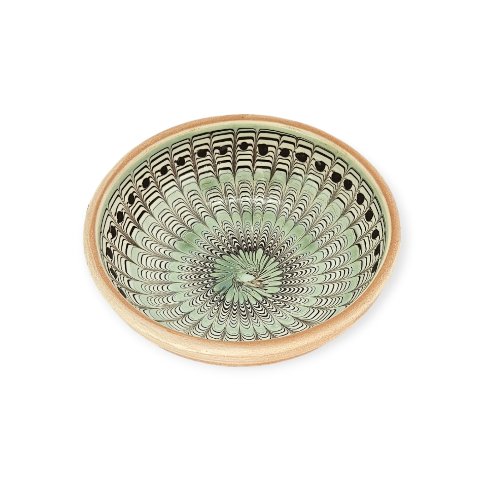 Bol Traditional 13-15 cm model Coadă de Păun culoare Verde