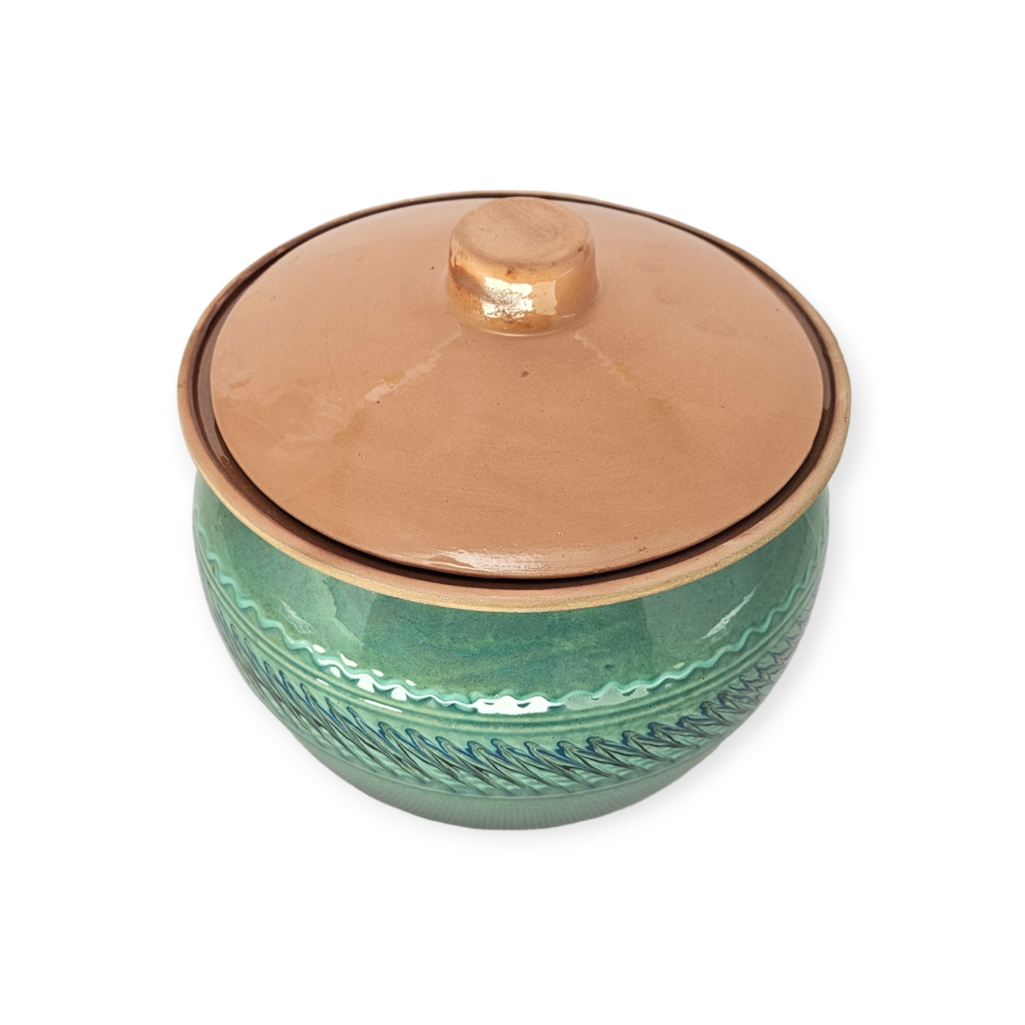 Vas de cuptor - oala de saramale verde model spic 6 litri cu capac