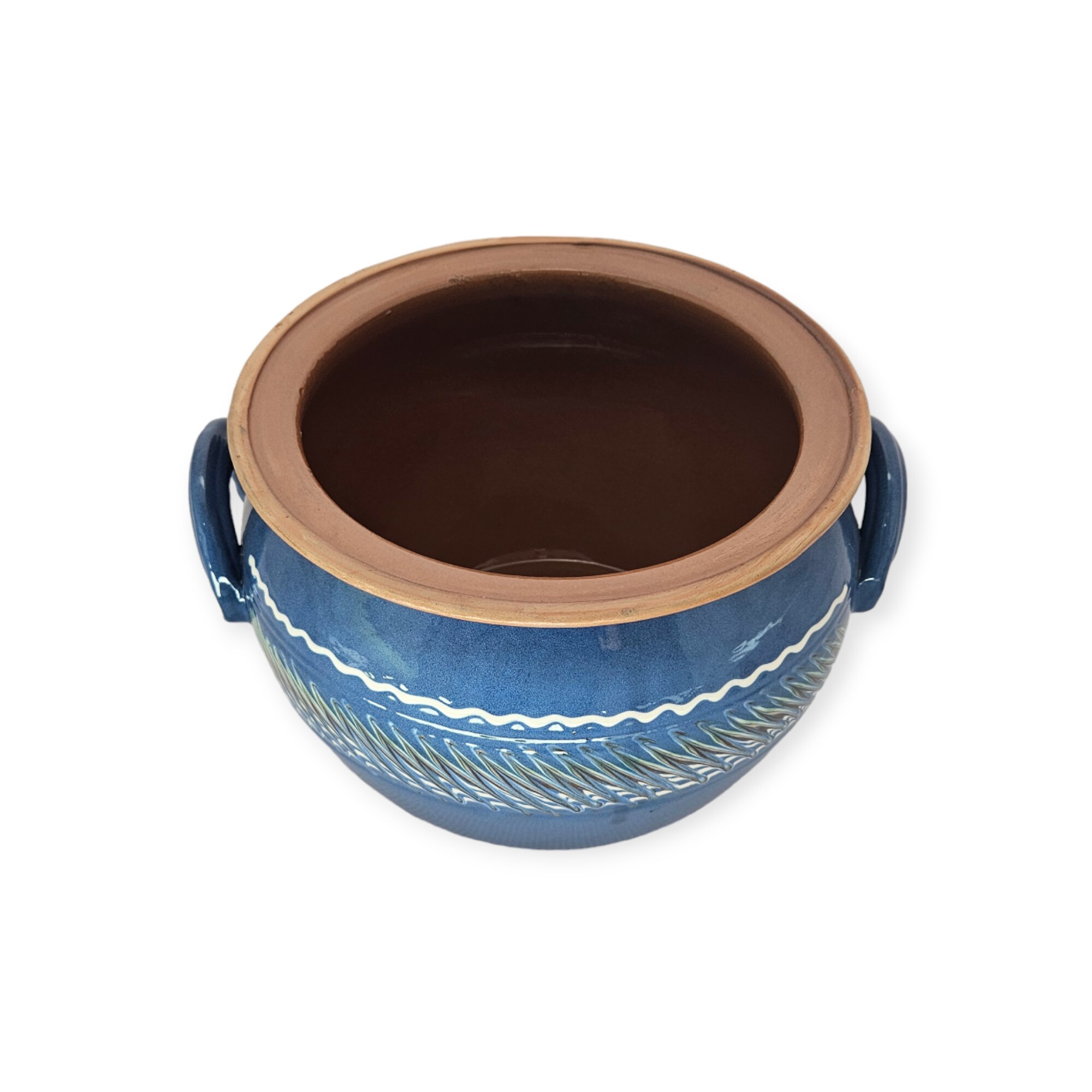 Vas de cuptor - oala de saramale albastru model spic 6 litri cu toarte
