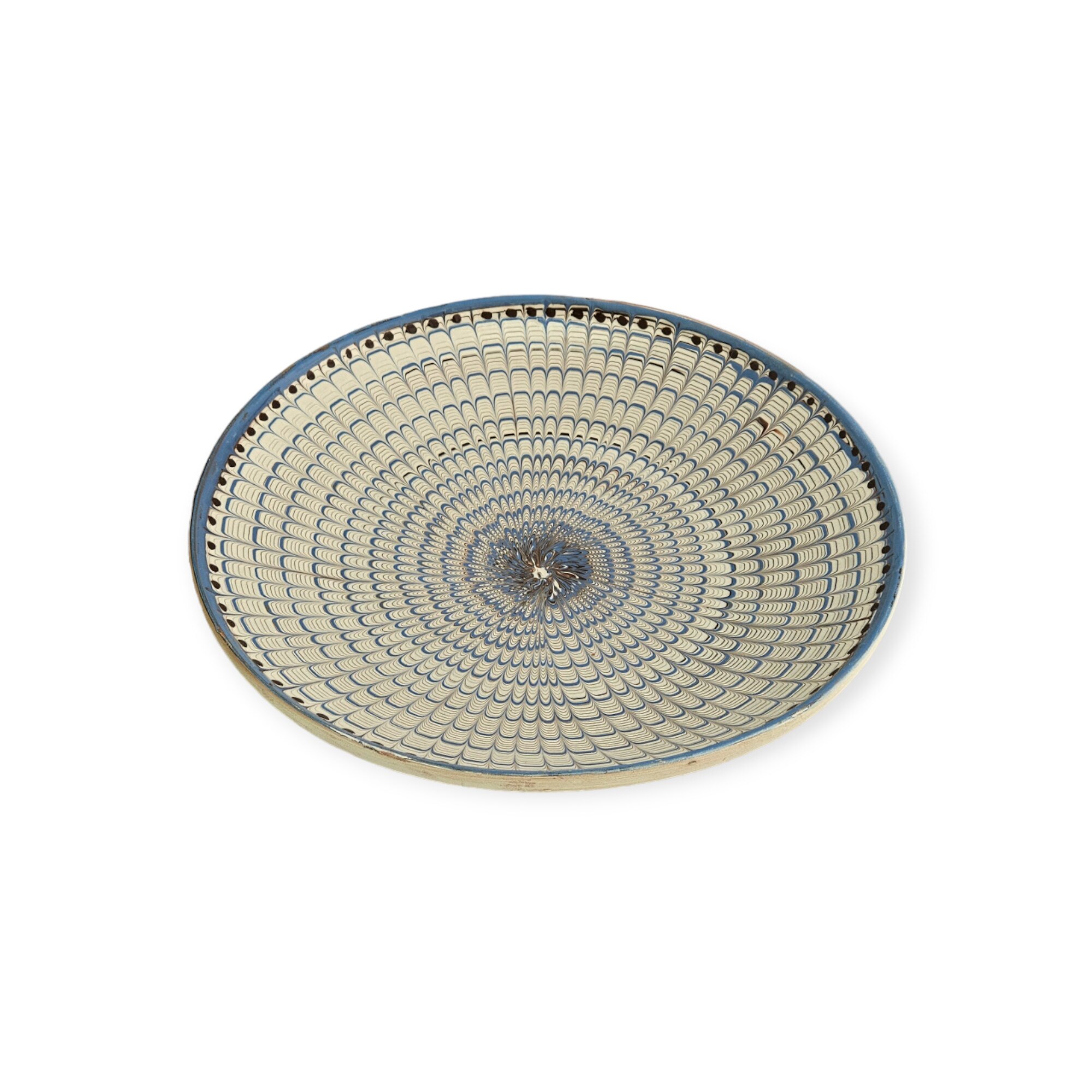 Farfurie Traditionala 30-33 cm model Coadă de Păun culoare Albastru