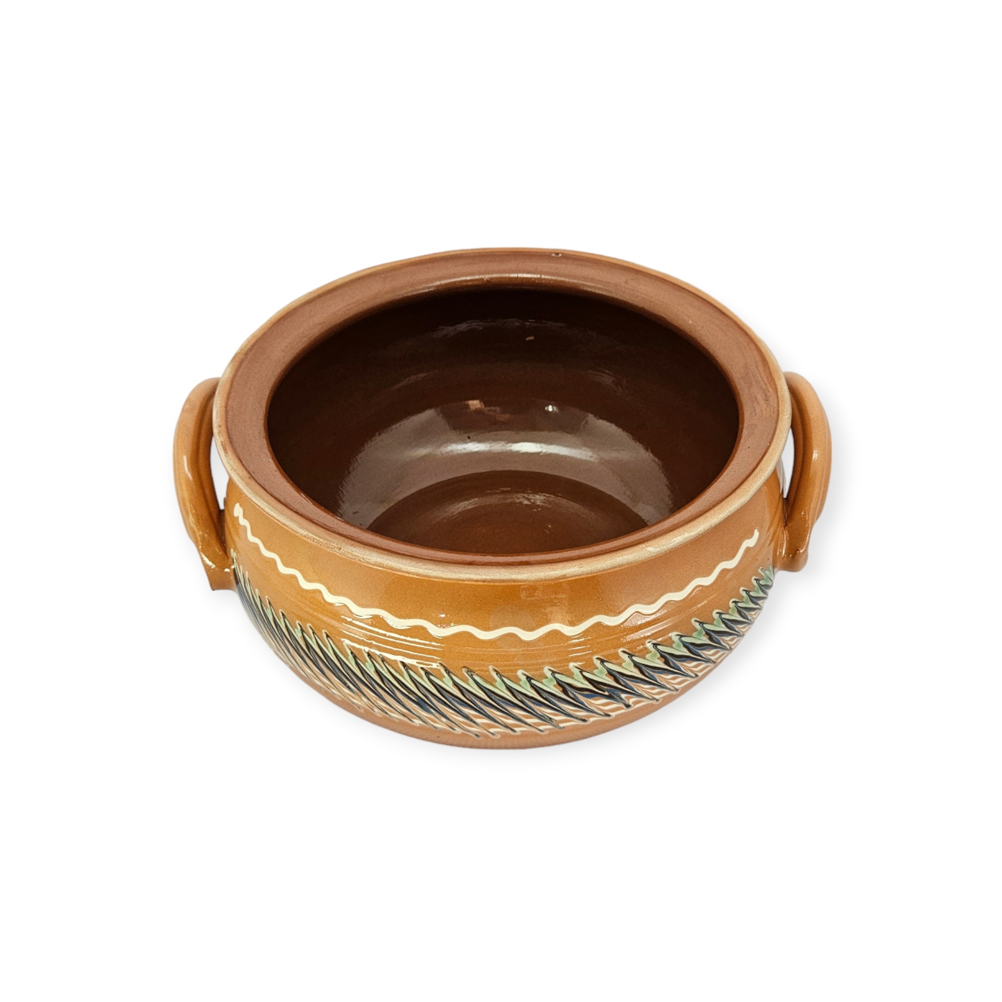 vas de cuptor - oala de saramale, CERAMICA DE HOREZU, Roșu model spic 4 litri cu toarte