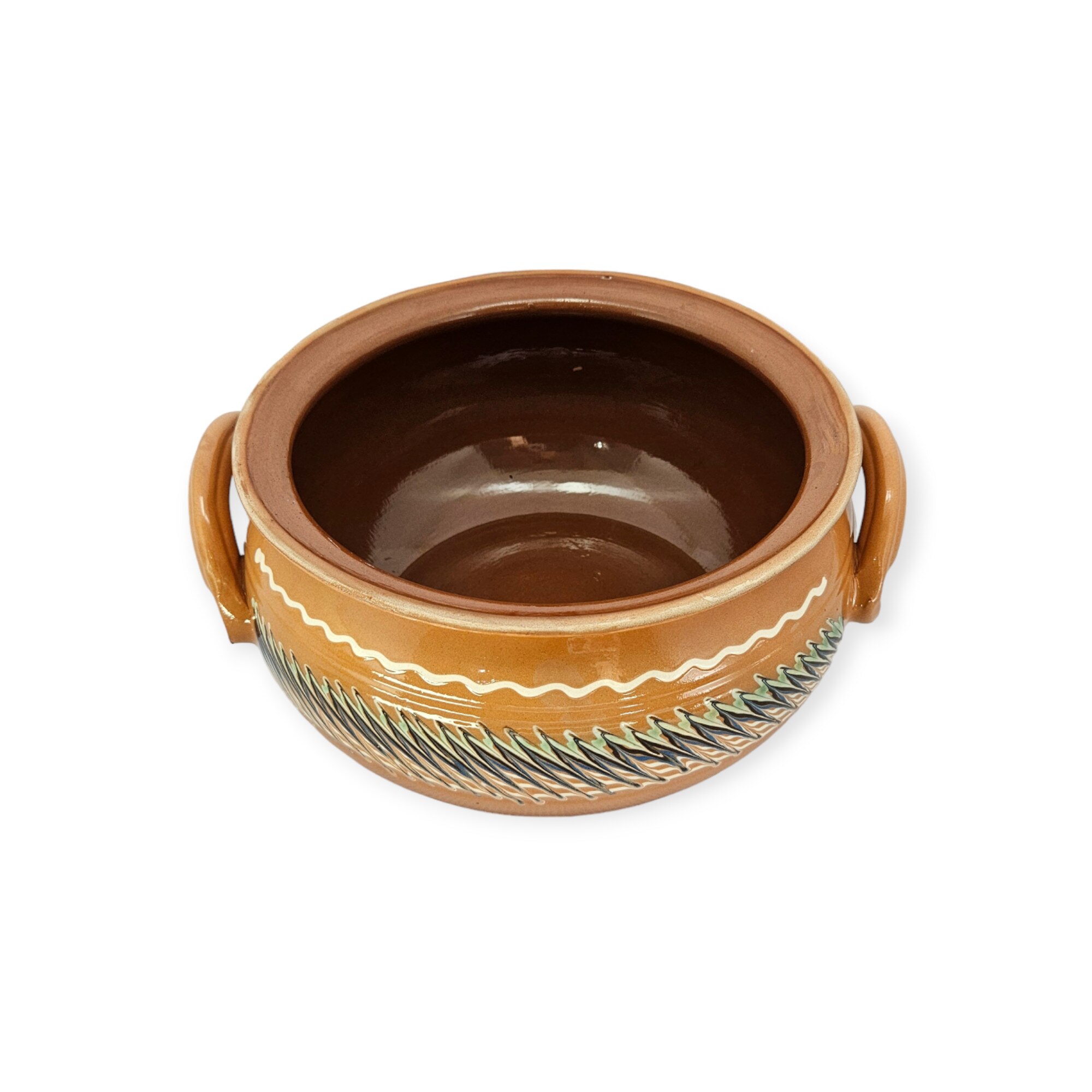 Vas de cuptor - oala de saramale, CERAMICA DE HOREZU, Roșu model spic 3 litri cu toarte