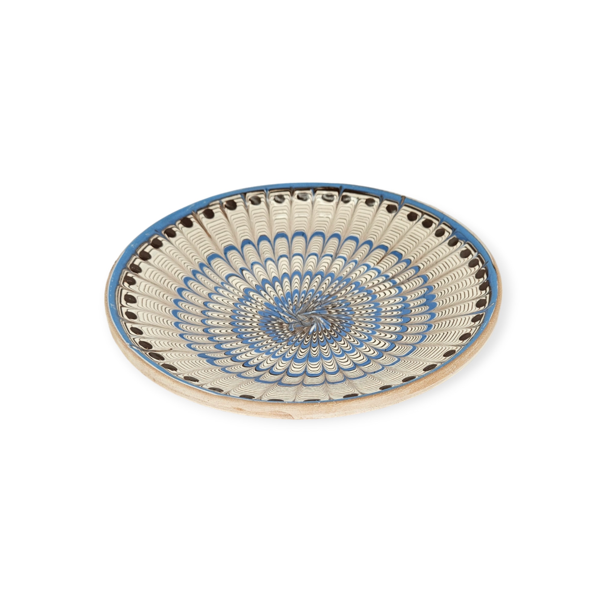 Farfurie CERAMICA DE HOREZU model 19-22 cm Coadă de Păun albastru