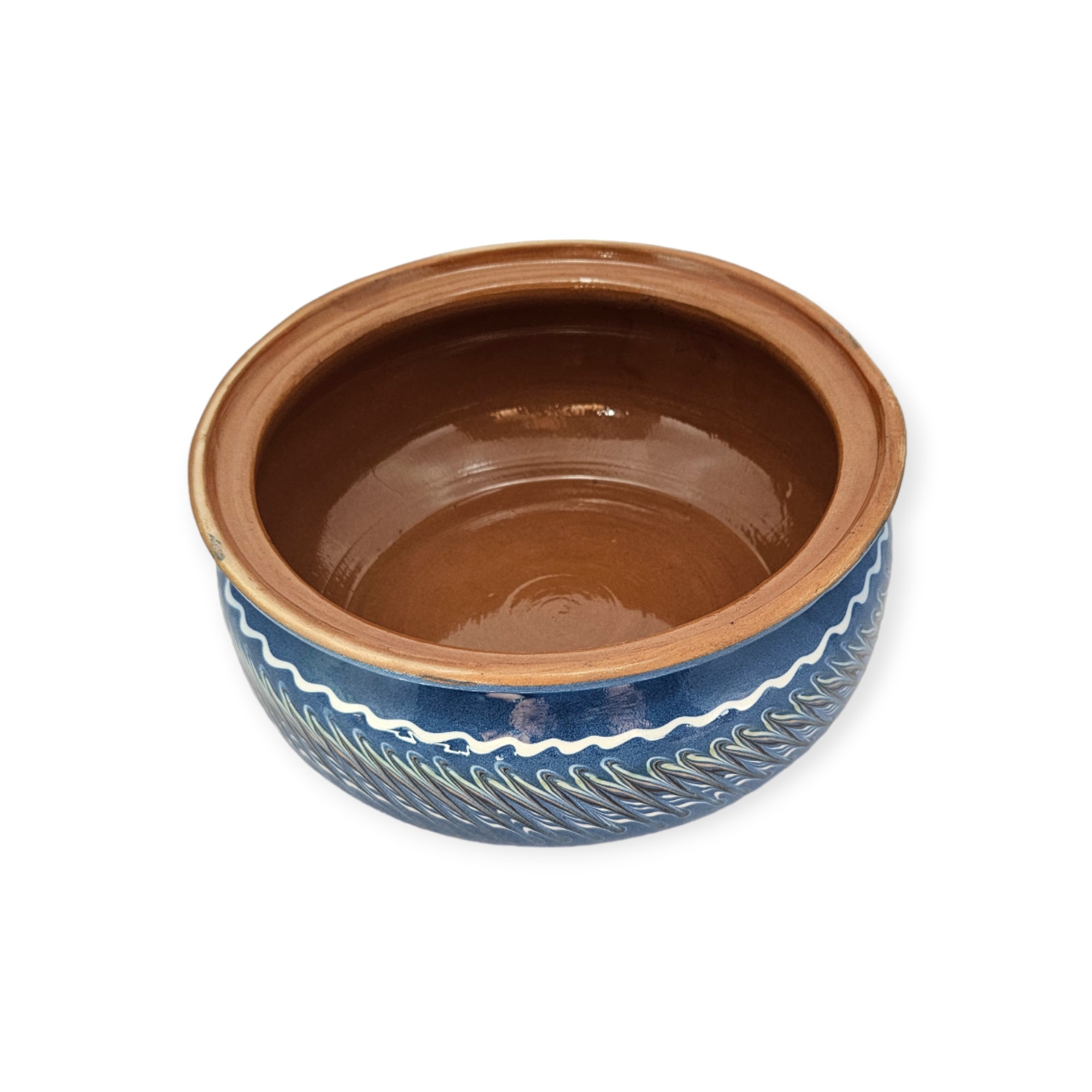 Vas termorezistent, CERAMICA DE HOREZU, oală de saramale, albastru, 1 litru