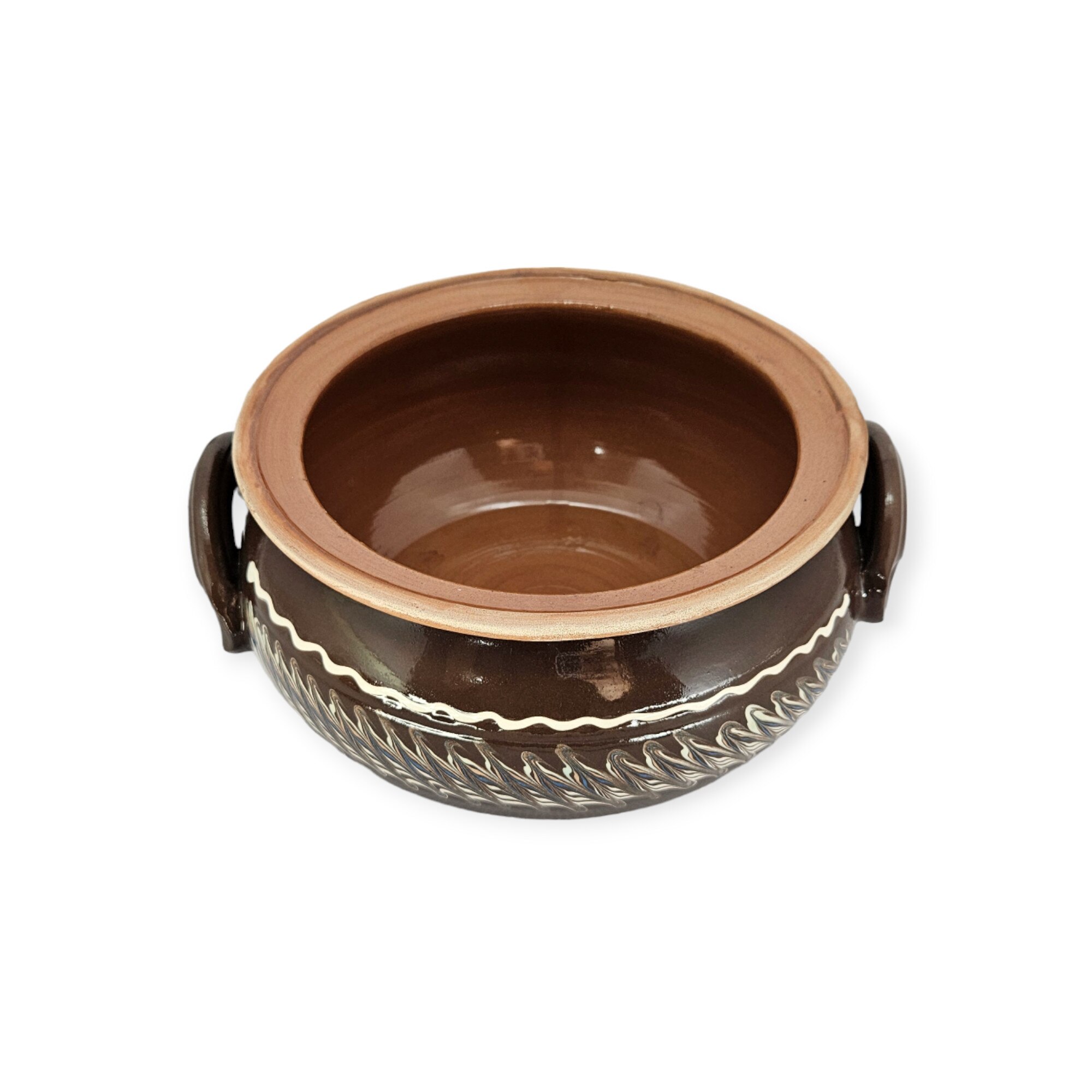 vas de cuptor - oala de saramale, CERAMICA DE HOREZU, negru model spic 4 litri cu toarte